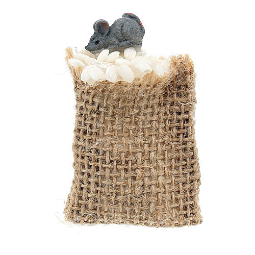 Bag of cereals with a mouse for Nativity Scene of 10 cm 3