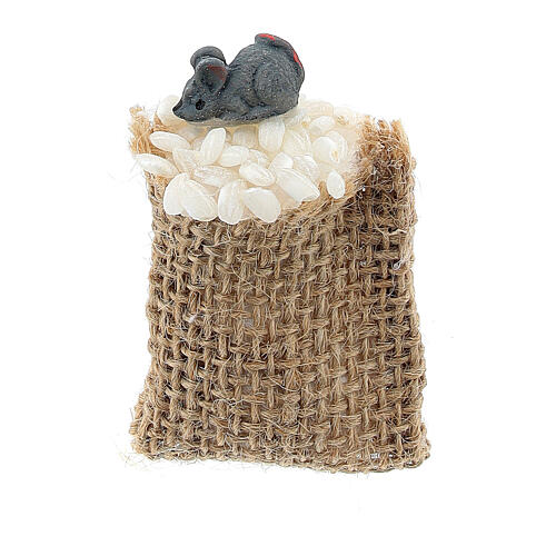 Saco de cereais com ratinho para presépio com figuras de 10 cm 2