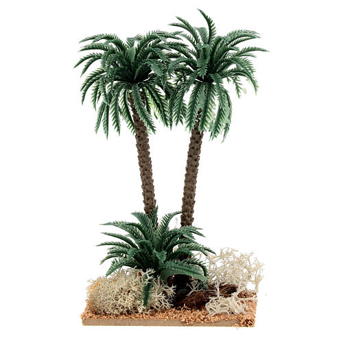 Doppel-Palme und Gebüsch, Krippenzubehör, für 10 cm Krippe 1