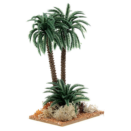 Double palm statue with bush for 10 cm nativity scene 2