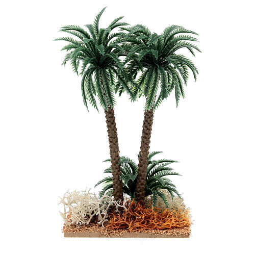 Double palm statue with bush for 10 cm nativity scene 3