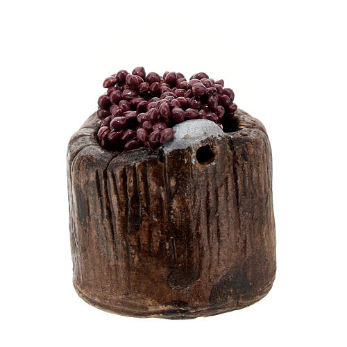 Wood cask with white grapes for DIY Nativity Scene 4 cm 2