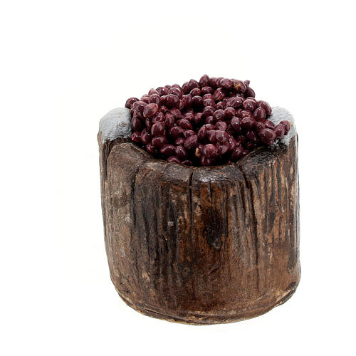 Cuve en bois avec raisin blanc bricolage crèche 4 cm 1