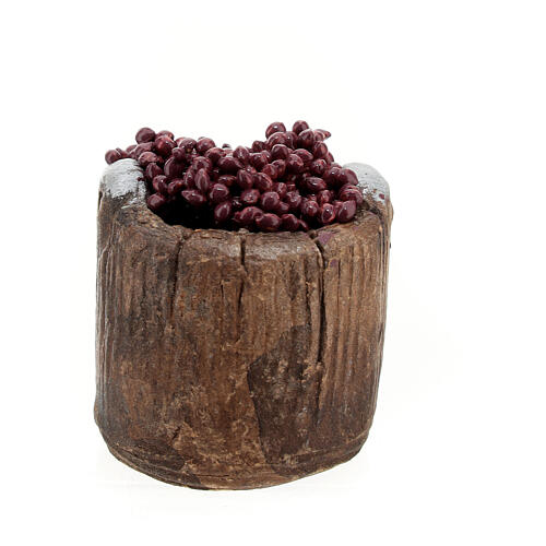 Cuve en bois avec raisin blanc bricolage crèche 4 cm 3