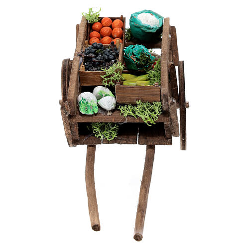 Handcrafted fruit cart for 12 cm nativity scene 3