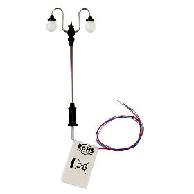 Metal lamppost with round bulbs, 3V lights, 3x7 cm, for Nativity Scene with 4-6 cm characters