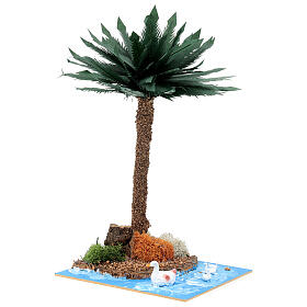 Palm tree with pond geese moldable for 10-12 cm nativity