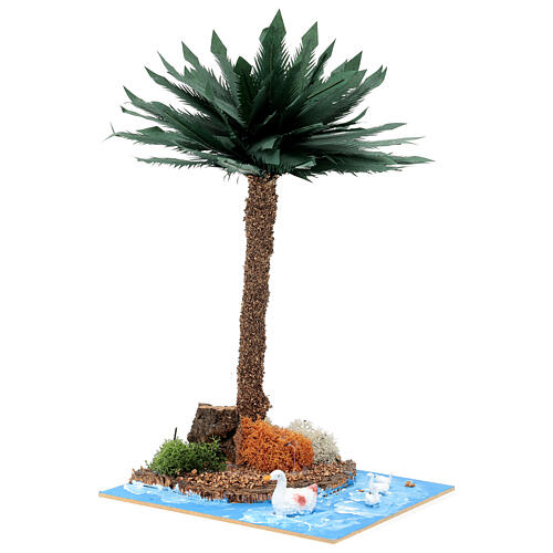 Palm tree with pond geese moldable for 10-12 cm nativity 2