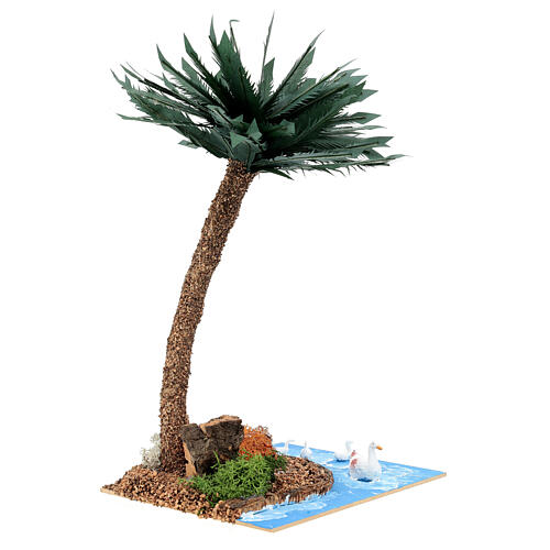 Palm tree with pond geese moldable for 10-12 cm nativity 3