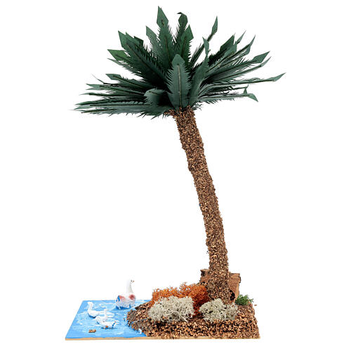 Palm tree with pond geese moldable for 10-12 cm nativity 4