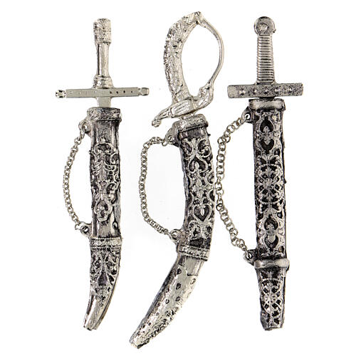 Trio von Schwertern Drei heilige Könige 13 cm Metall Krippe, 30 cm 1