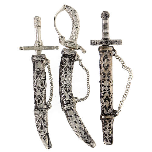Set of 3 swords for Wise Men, metal, 13 cm, for Neapolitan Nativity Scene with 30 cm characters 8