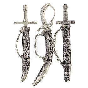 Wise Men three swords 13 cm metal 30 cm Neapolitan nativity