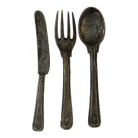 Three-piece metal cutlery set for Neapolitan Nativity 20-25 cm