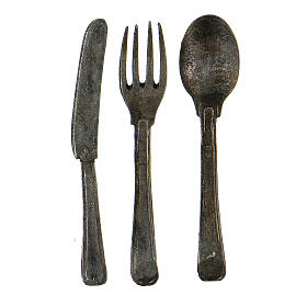 Three-piece metal cutlery set for Neapolitan Nativity 20-25 cm
