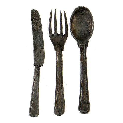 Three-piece metal cutlery set for Neapolitan Nativity 20-25 cm 1