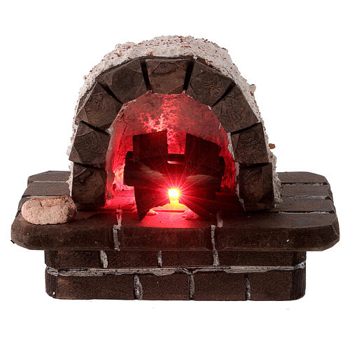 LED oven with stone finish for Nativity Scene with 15 cm characters 10x12x8 cm 1