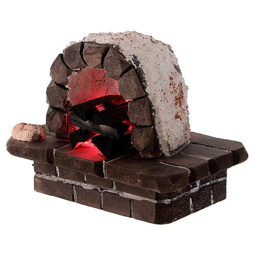 LED oven with stone finish for Nativity Scene with 15 cm characters 10x12x8 cm 2