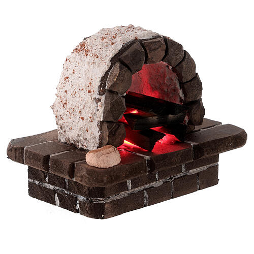 Forno in pietra con LED 10x12x8 cm presepe 15 cm 3