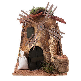 Rustic windmill for Nativity Scene with 10-12 cm characters 20x15x10 cm