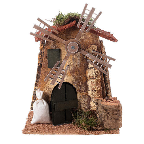 Rustic windmill for Nativity Scene with 10-12 cm characters 20x15x10 cm 1