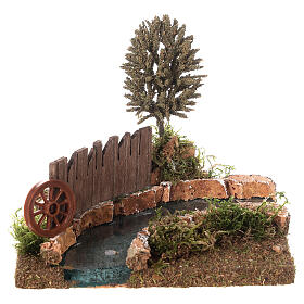 River curve with tree for Nativity Scene with 8 cm characters 15x15x15 cm