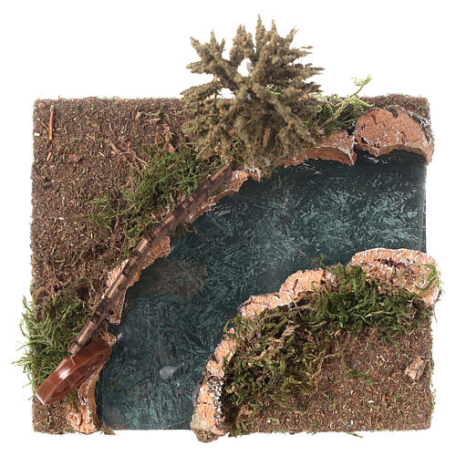 River curve with tree for Nativity Scene with 8 cm characters 15x15x15 cm 2