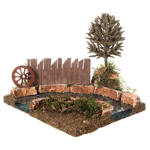 River curve with tree for Nativity Scene with 8 cm characters 15x15x15 cm 3