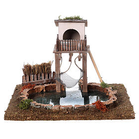 Lake with fisherman's shanty for Nativity Scene with 10 cm characters 15x25x20 cm