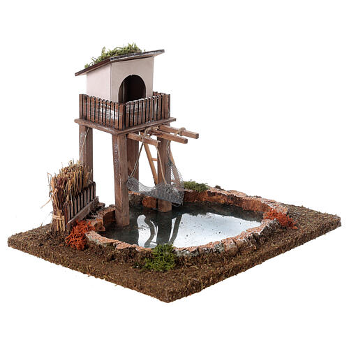 Lake with fisherman's shanty for Nativity Scene with 10 cm characters 15x25x20 cm 3