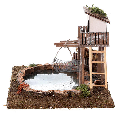 Lake with fisherman's shanty for Nativity Scene with 10 cm characters 15x25x20 cm 5