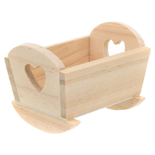Wooden crib with cut-out heart 10x10 cm for 8-10 cm Nativity Scene 2