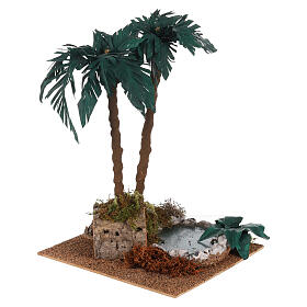 Double palm tree with lake 30x20x20 cm for 12-15 cm Nativity Scene