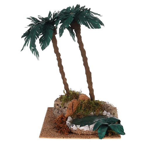 Double palm tree with lake 30x20x20 cm for 12-15 cm Nativity Scene 1