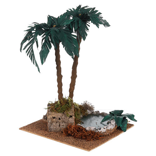Double palm tree with lake 30x20x20 cm for 12-15 cm Nativity Scene 2