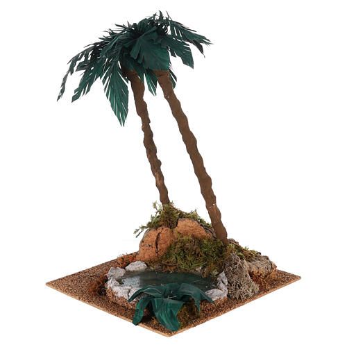 Double palm tree with lake 30x20x20 cm for 12-15 cm Nativity Scene 3