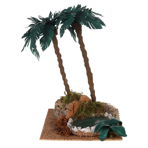 Double palm with pond 30x20x20 cm for 12-15 cm nativity scene 1