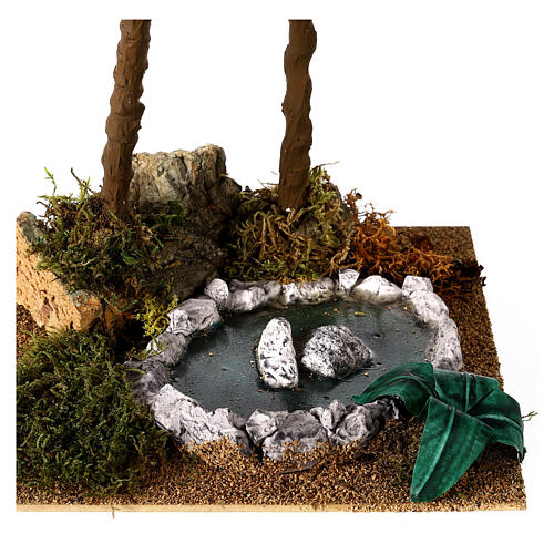 Palma doppia laghetto resina presepe 8 cm 25x20x20 cm 4