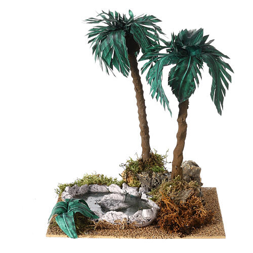 Palma doppia laghetto resina presepe 8 cm 25x20x20 cm 5