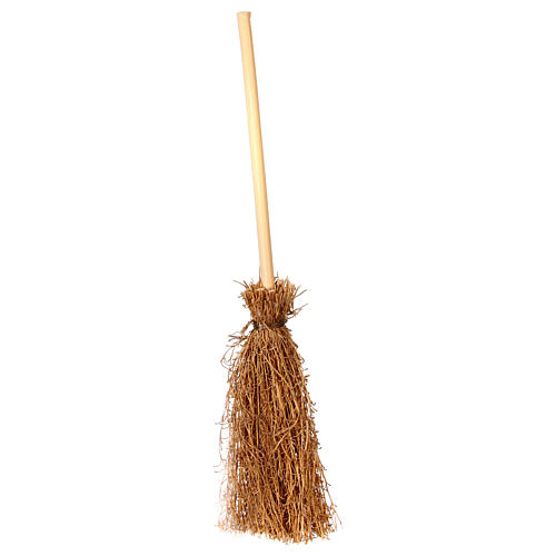 Straw broom figurine 12 cm for 12-14 cm nativity 1