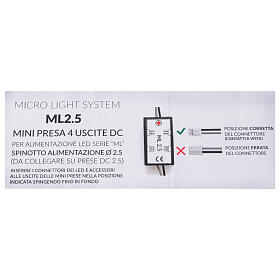 Mini-Vierfach-Steckdose mit 4 Ausgängen und 2,5-mm-Stecker – Micro Light System (MLS)