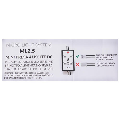 Mini-Vierfach-Steckdose mit 4 Ausgängen und 2,5-mm-Stecker – Micro Light System (MLS) 2