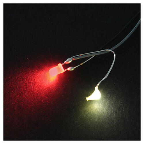 Red LED for fire effect, 3 mm, 2.1 mm pin 2