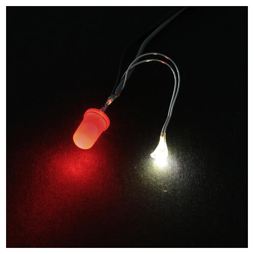 Red LED for fire effect, 5 mm, 2.1 mm pin 2