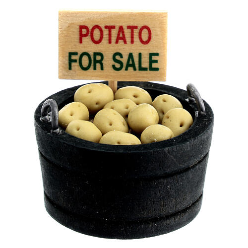 Verkaufskorb mit Kartoffeln, Krippenzubehör, für 10-12 cm Krippe 1