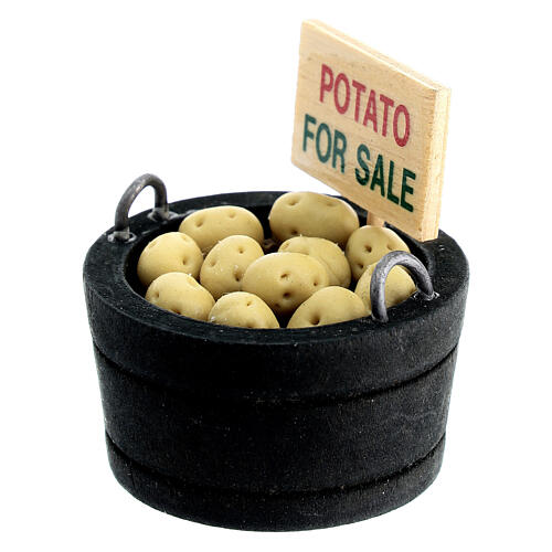 Verkaufskorb mit Kartoffeln, Krippenzubehör, für 10-12 cm Krippe 2
