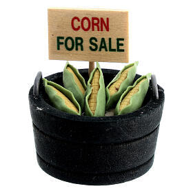 Cesto pannocchie mais venditore presepe 10-12 cm h reale 4 cm