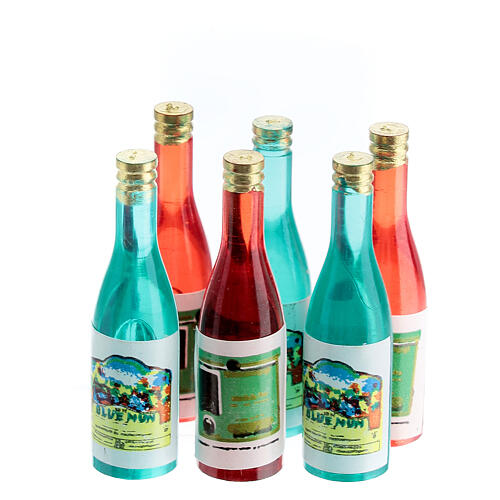 Bouteille de vin étiquetée différents modèles crèche 14-16 cm h réelle 3,5 cm 2