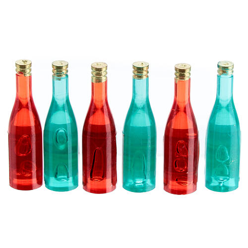 Butelka wina, różne modele, z etykietką, wys. rzeczywista 3,5 cm, szopka 14-16 cm 3