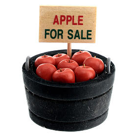 Verkaufskorb mit Äpfeln, Krippenzubehör, für 12 cm Krippe